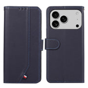 For iPhone 17 Pro Max ABEEL Delicate Texture Splicing RFID Leather Phone Case(Blue)