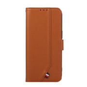 For iPhone 17 Pro Max ABEEL Delicate Texture Splicing RFID Leather Phone Case(Brown)