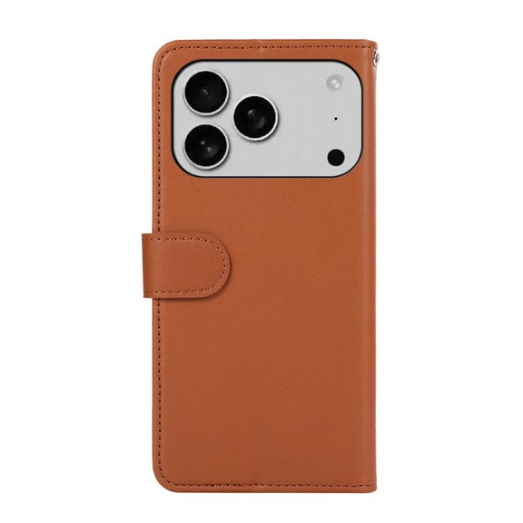 For iPhone 17 Pro Max ABEEL Delicate Texture Splicing RFID Leather Phone Case(Brown)