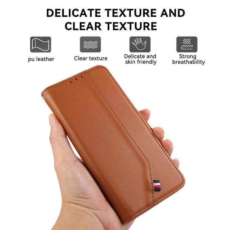 For iPhone 17 Pro Max ABEEL Delicate Texture Splicing RFID Leather Phone Case(Brown)