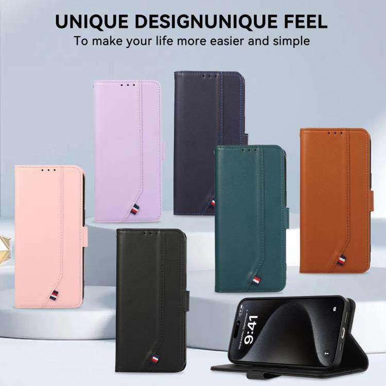 For iPhone 17 Pro Max ABEEL Delicate Texture Splicing RFID Leather Phone Case(Brown)