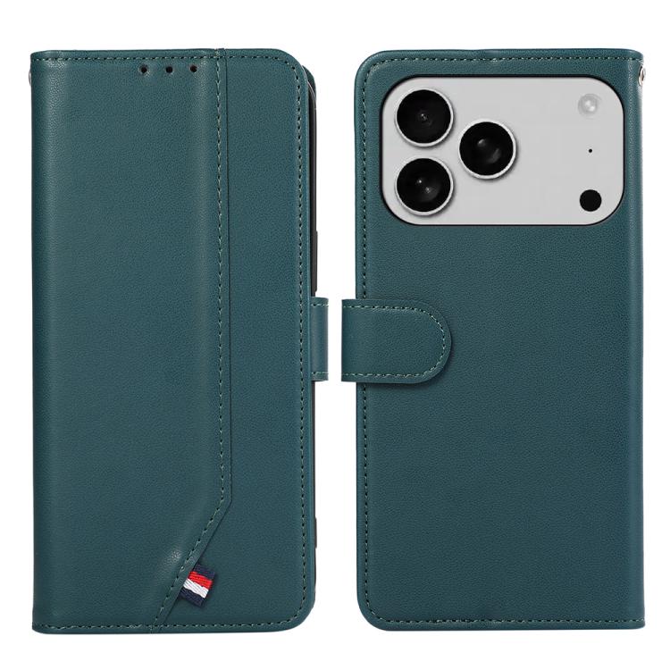 For iPhone 17 Pro Max ABEEL Delicate Texture Splicing RFID Leather Phone Case(Green)