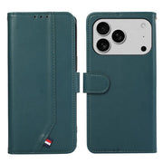 For iPhone 17 Pro Max ABEEL Delicate Texture Splicing RFID Leather Phone Case(Green)