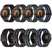 22mm Parachute Buckle Stripe Nylon Elastic Braided Watch Band(Black Starlight)