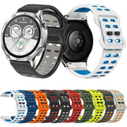 22mm Double-row Hole Studded Buckle Silicone Watch Band(Army Green Black)