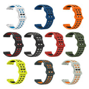 22mm Double-row Hole Studded Buckle Silicone Watch Band(Black Grey)