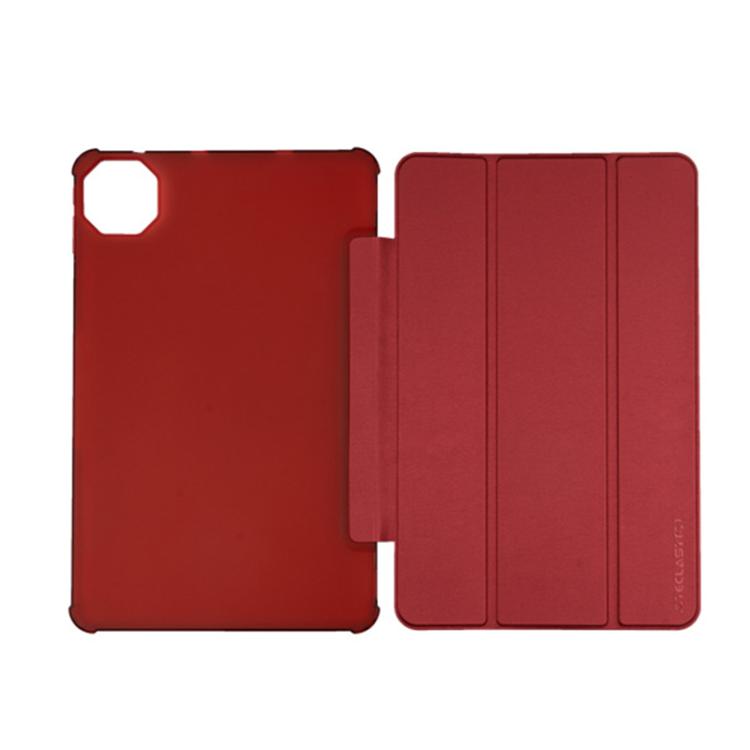 For Teclast T60AI 3-Fold Holder Folio Leather Tablet Smart Case(Red)