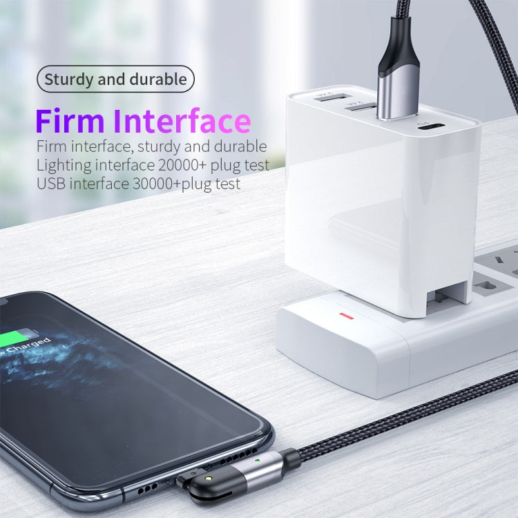 FXCL-WYA0G 2.4A USB to 8 Pin 180 Degree Rotating Elbow Charging Cable, Length:2m(Grey)