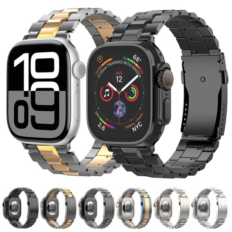 For Apple Watch 42mm / 41mm / 40mm / 38mm T-shaped Turtle Buckle Detachable Titanium Watch Band(Grey Gold)