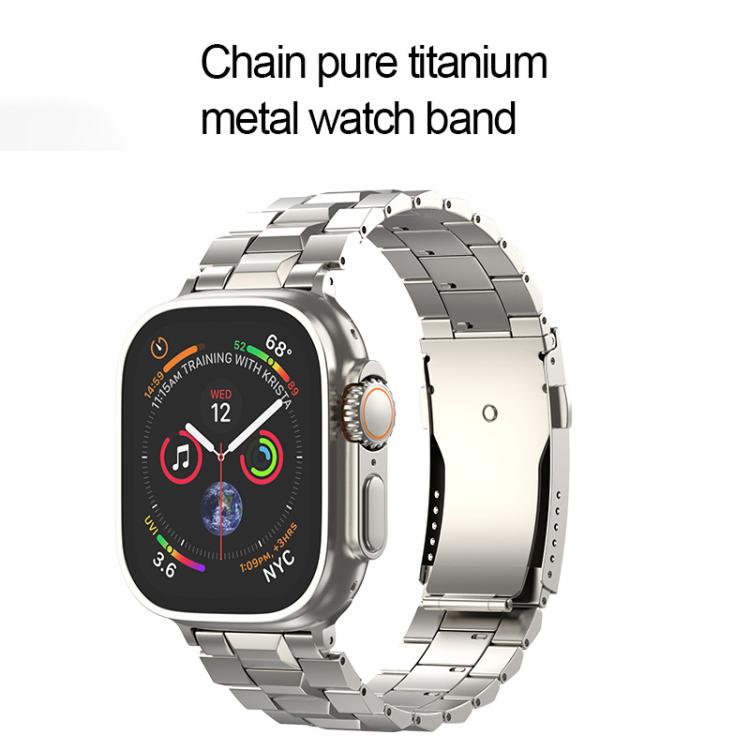 For Apple Watch 42mm / 41mm / 40mm / 38mm T-shaped Turtle Buckle Detachable Titanium Watch Band(Grey)
