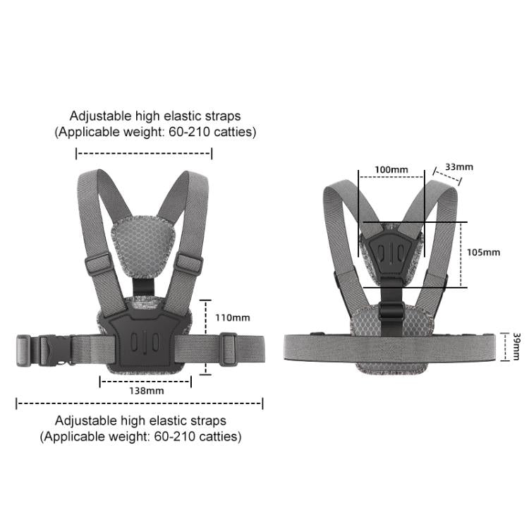 4 in 1 Quick Release Body Mount Belt Chest Strap with Mount & Screw(Grey)
