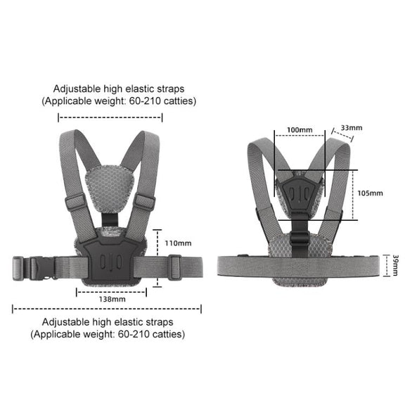 3 in 1 Quick Release Body Mount Belt Chest Strap with Mount & Screw(Grey)