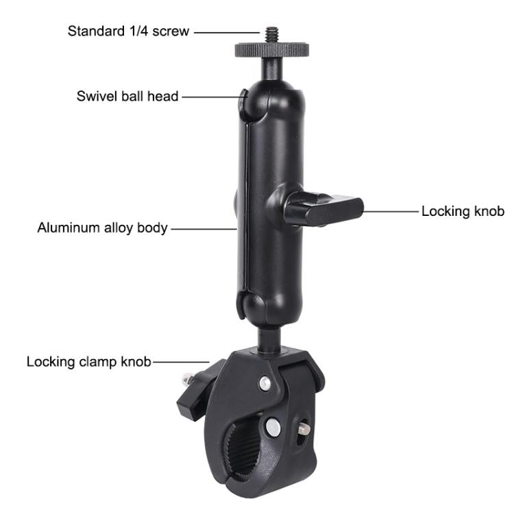 Universal Action Camera Bicycle Handlebar Clamp, Size:M 20cm(Black)