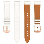 20mm Square Leather Rose Gold Buckle Watch Band(White)