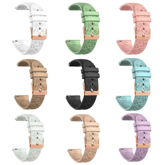 20mm Embossed Rose Gold Buckle Silicone Watch Band(Fog Gray)