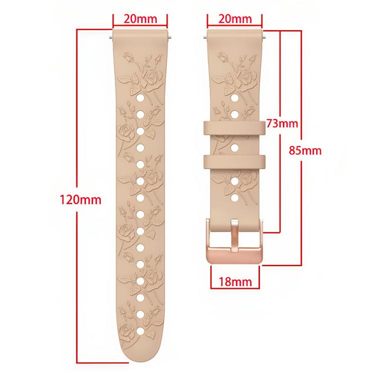 20mm Embossed Rose Gold Buckle Silicone Watch Band(Pink)