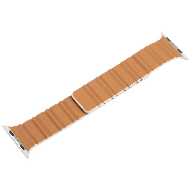 For Apple Watch 46mm / 49mm / 45mm / 44mm Magnetic PU Leather Watch Band(Bronzing)
