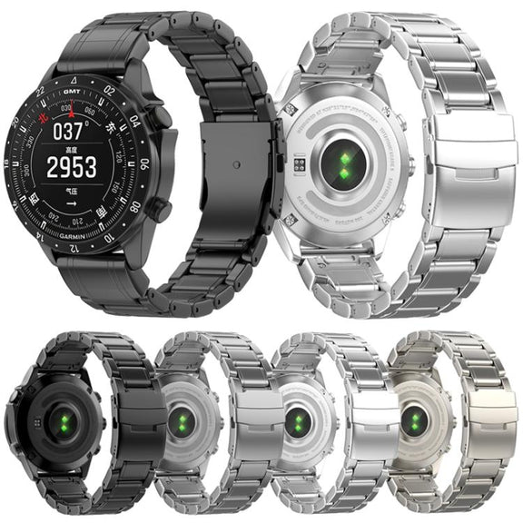 For Gamin 26mm Safety Buckle Pure Titanium Metal Watch Band(Silver)