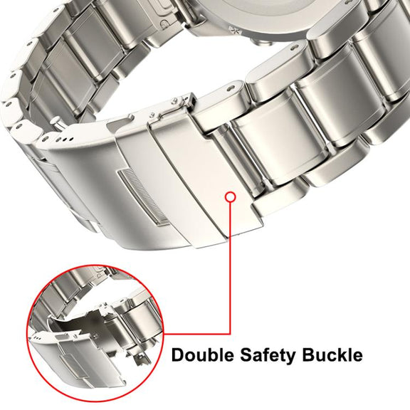 For Gamin 26mm Safety Buckle Pure Titanium Metal Watch Band(Silver)