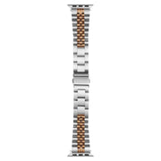 For Apple Watch 46mm / 49mm / 45mm / 44mm Quick Release Five-bead Metal Watch Band(Silver Rose Gold)