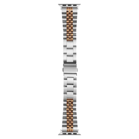 For Apple Watch 46mm / 49mm / 45mm / 44mm Quick Release Five-bead Metal Watch Band(Silver Rose Gold)