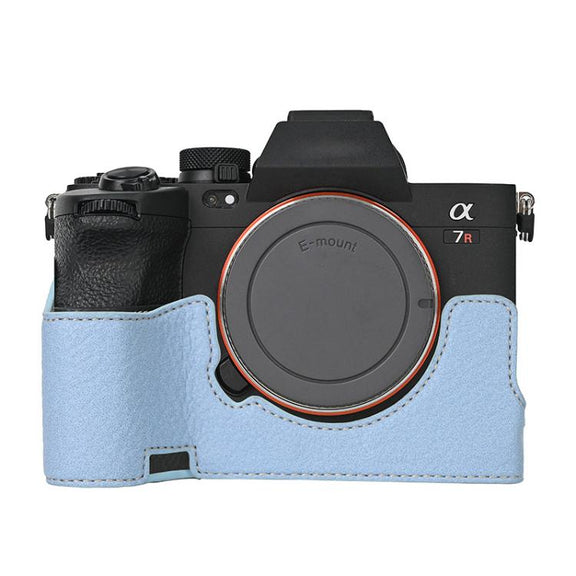 For Sony ILCE7RM5 / A7R5 Litchi Texture PU Leather Camera Half Case Base(Blue)