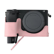 For Sony ILCE-6400 / A6300 / A6200 Litchi Texture PU Leather Camera Half Case Base(Pink)
