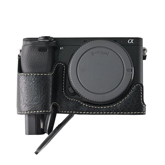 For Sony ILCE-6400 / A6300 / A6200 Litchi Texture PU Leather Camera Half Case Base(Black)