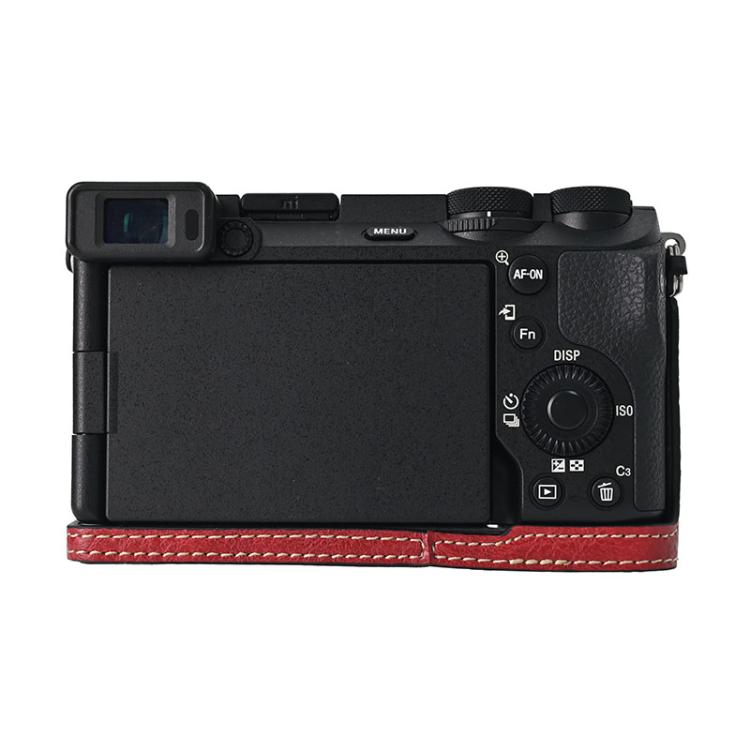 For Sony ILCE-6700 / A6700 Litchi Texture PU Leather Camera Half Case Base(Wine Red)