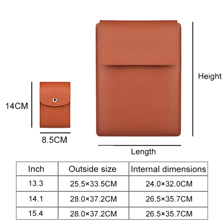 PU05 Sleeve Leather Case Carrying Bag with Small Storage Bag for 14.1 inch Laptop(Green)