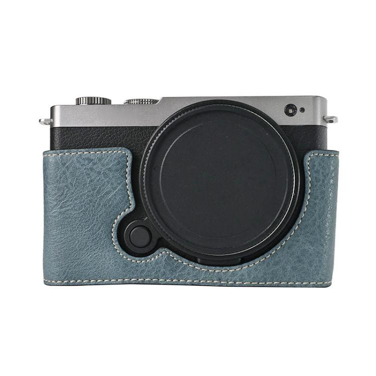 For Panasonic LUMIX S9 Litchi Texture PU Leather Camera Half Case Base(Blue)