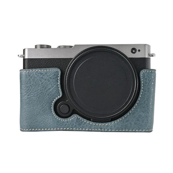 For Panasonic LUMIX S9 Litchi Texture PU Leather Camera Half Case Base(Blue)