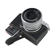 For FUJIFILM X-M5 Litchi Texture PU Leather Camera Half Case Base(Black)