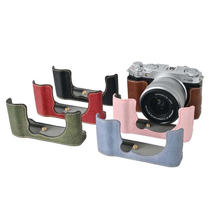 For FUJIFILM X-M5 Litchi Texture PU Leather Camera Half Case Base(Coffee)