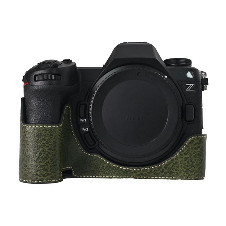For Nikon Z6III Litchi Texture PU Leather Camera Half Case Base(Green)