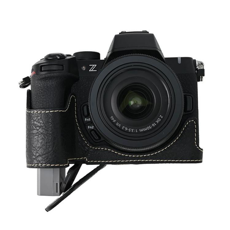 For Nikon Z50II Litchi Texture PU Leather Camera Half Case Base(Black)