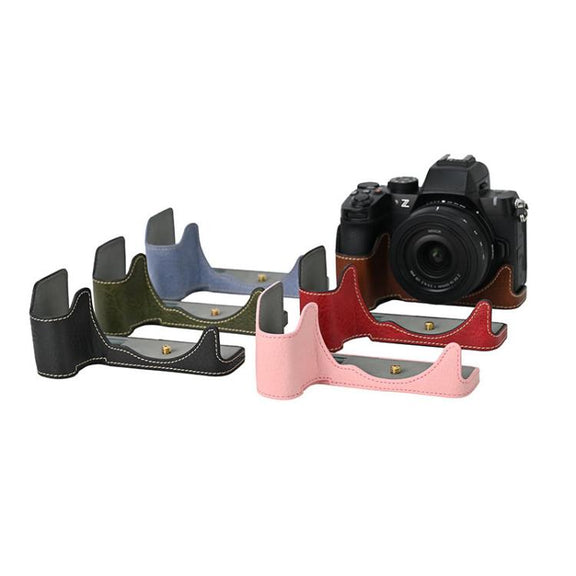 For Nikon Z50II Litchi Texture PU Leather Camera Half Case Base(Black)