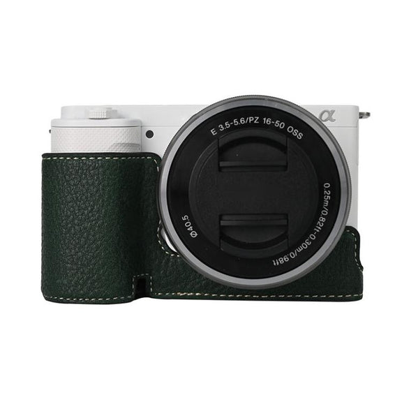 For Sony ZV-E10 Litchi Texture PU Leather Camera Half Case Base(Green)