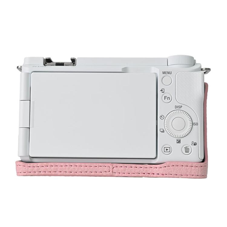 For Sony Alpha ZV-E10 II / ZV-E10M2 Litchi Texture PU Leather Camera Half Case Base(Pink)