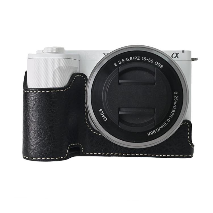 For Sony Alpha ZV-E10 II / ZV-E10M2 Litchi Texture PU Leather Camera Half Case Base(Black)
