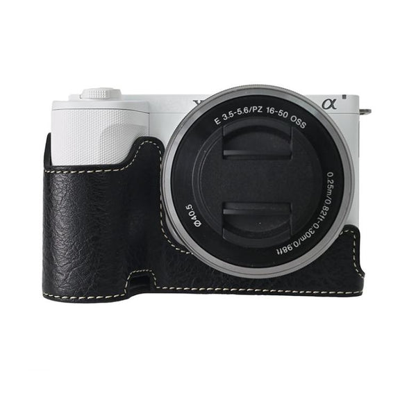 For Sony Alpha ZV-E10 II / ZV-E10M2 Litchi Texture PU Leather Camera Half Case Base(Black)