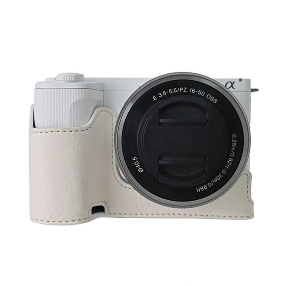For Sony Alpha ZV-E10 II / ZV-E10M2 Litchi Texture PU Leather Camera Half Case Base(White)