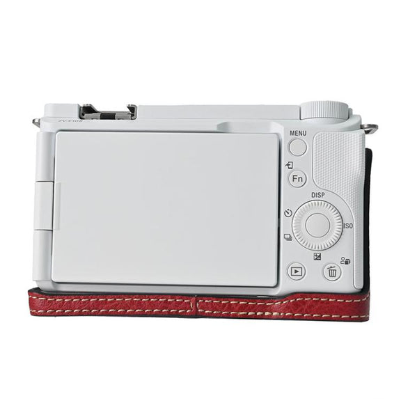 For Sony Alpha ZV-E10 II / ZV-E10M2 Litchi Texture PU Leather Camera Half Case Base(Wine Red)