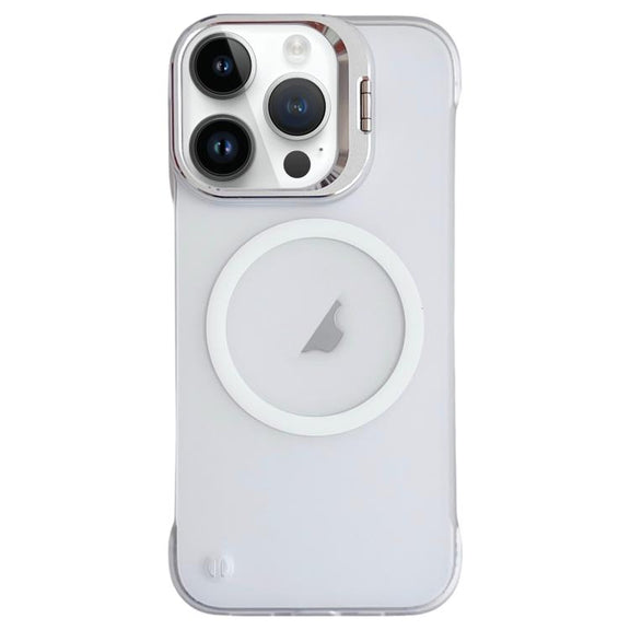 For iPhone 15 Pro Max Ultra-thin Transparent MagSafe Magnetic Frameless Lens Holder Phone Case