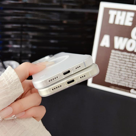 For iPhone 16 Pro Ultra-thin Transparent MagSafe Magnetic Frameless Lens Holder Phone Case