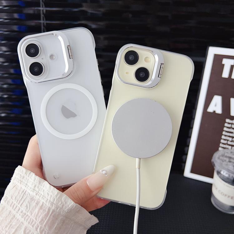 For iPhone 16 Pro Ultra-thin Transparent MagSafe Magnetic Frameless Lens Holder Phone Case