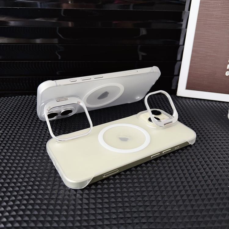 For iPhone 16 Pro Ultra-thin Transparent MagSafe Magnetic Frameless Lens Holder Phone Case