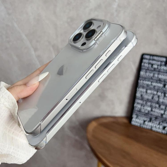 For iPhone 15 Ultra-thin Transparent Frameless Lens Holder Phone Case