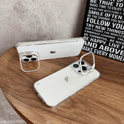 For iPhone 15 Pro Max Ultra-thin Transparent Frameless Lens Holder Phone Case