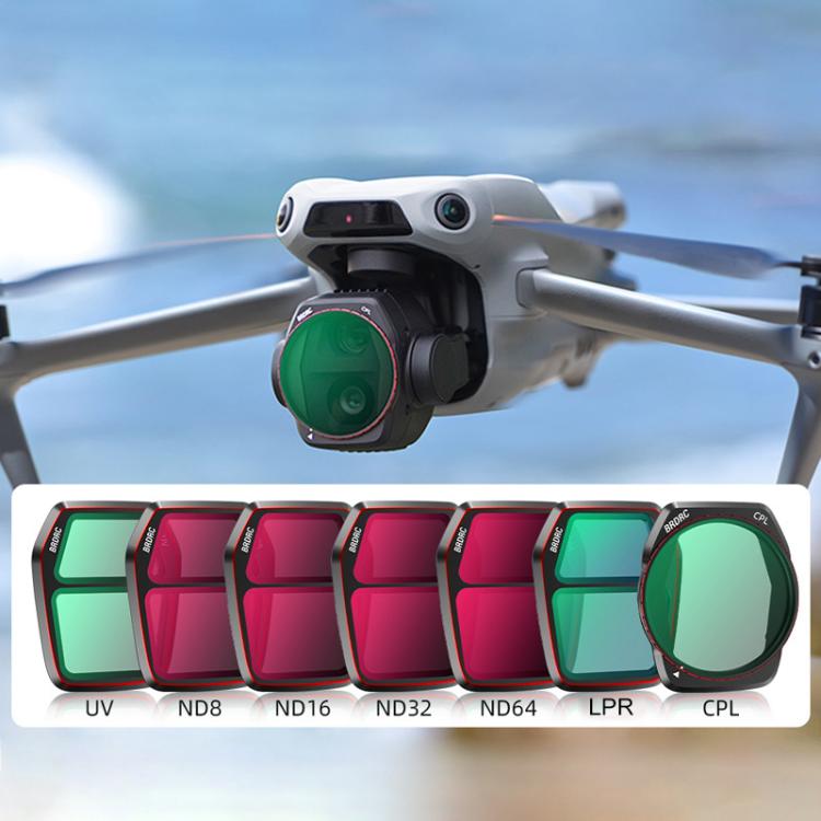 For DJI Air 3S BRDRC Camera Lens Filter, Filter:6 in 1 ND8-64 UV CPL